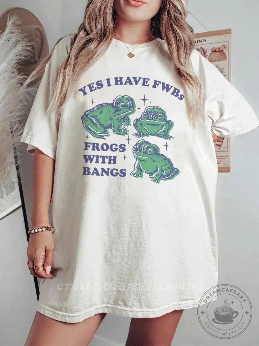 Yes I Have Frogs With Bangs Funny Frog Lover Graphic T-Shirt