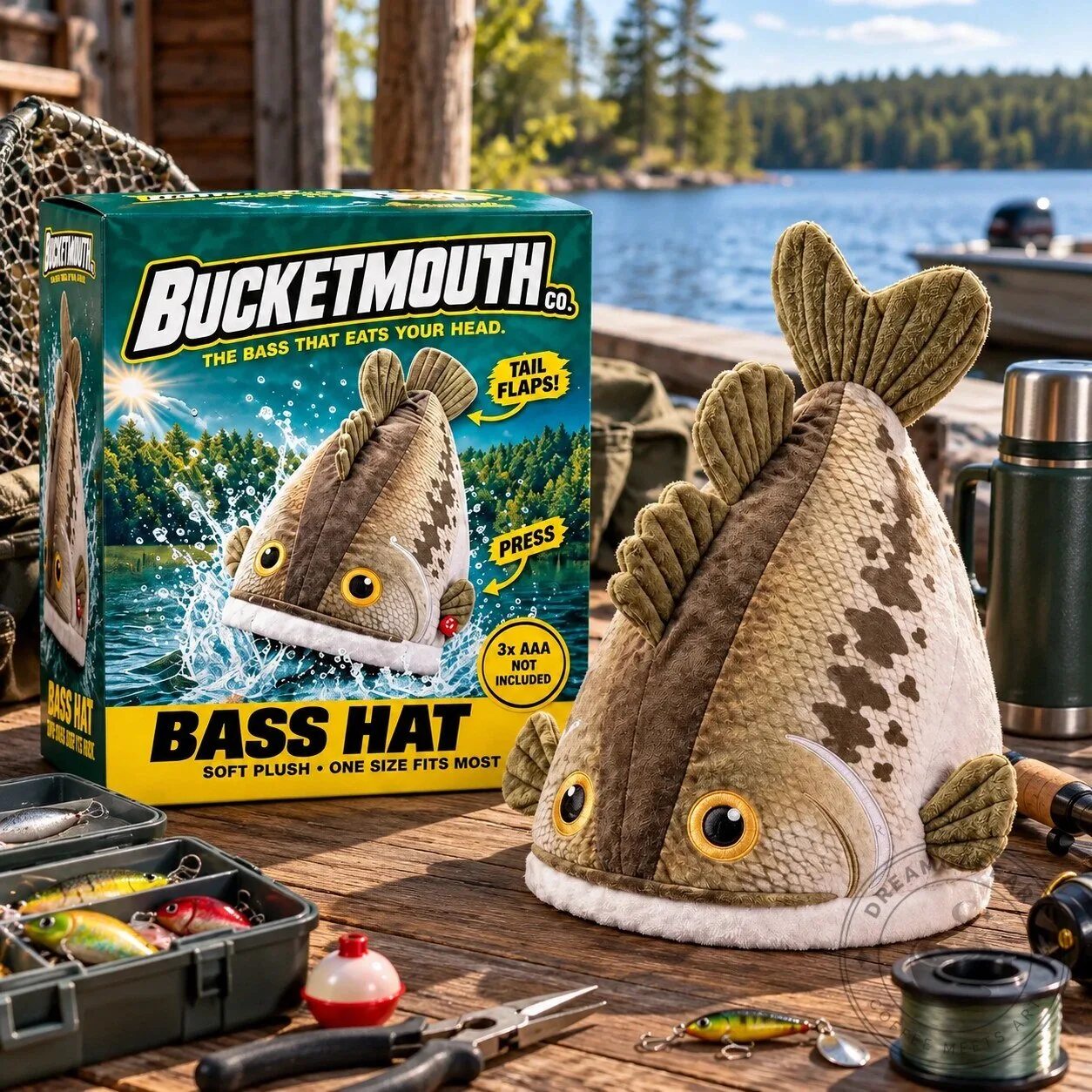Bucketmouth Bass Fish Plush Hat – Funny Fishing Gift Limited Edition 2026 product image showing design and details
